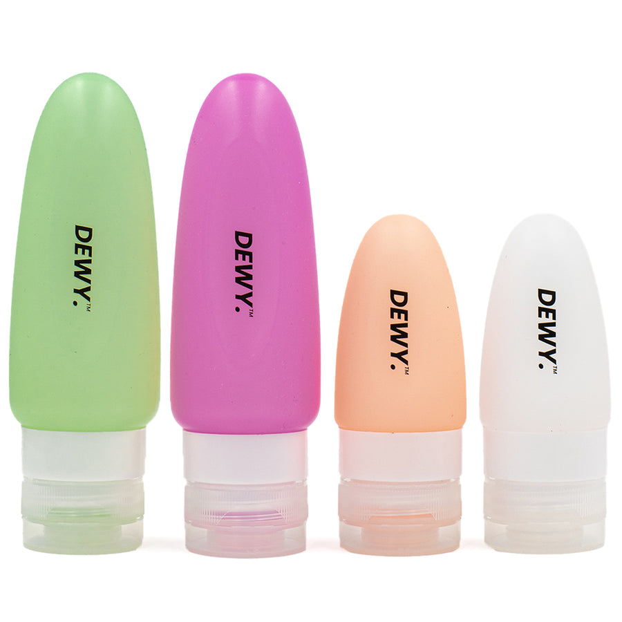 Leakproof Silicone Travel Bottles (4-Piece Mixed Size Set)